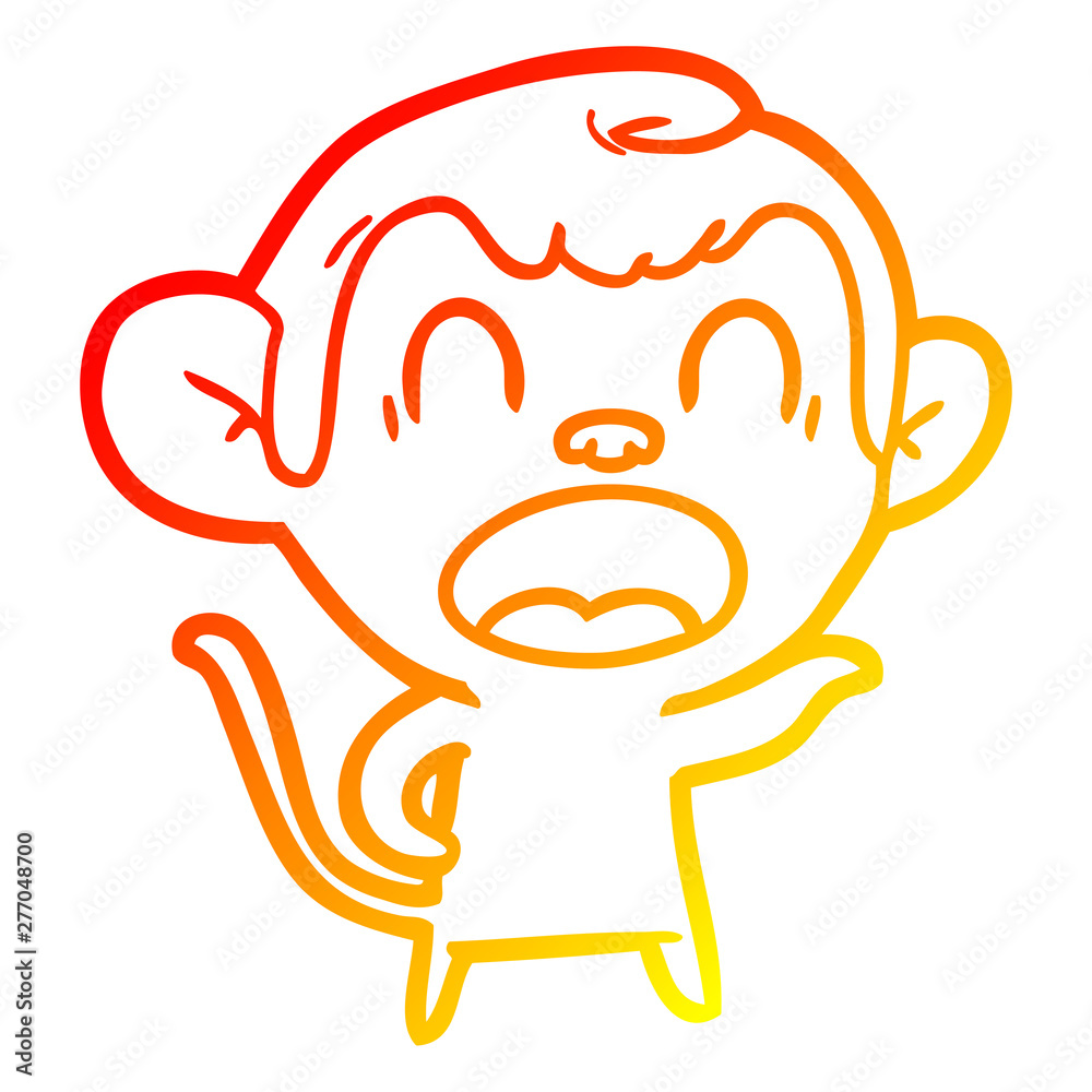 warm gradient line drawing shouting cartoon monkey pointing warm gradient line drawing shouting cartoon monkey pointing