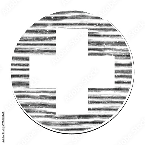 Medical cross hand draw vintage style black and white clip art isolated on white background,International medical cross symbol