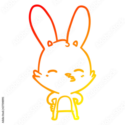warm gradient line drawing curious bunny cartoon