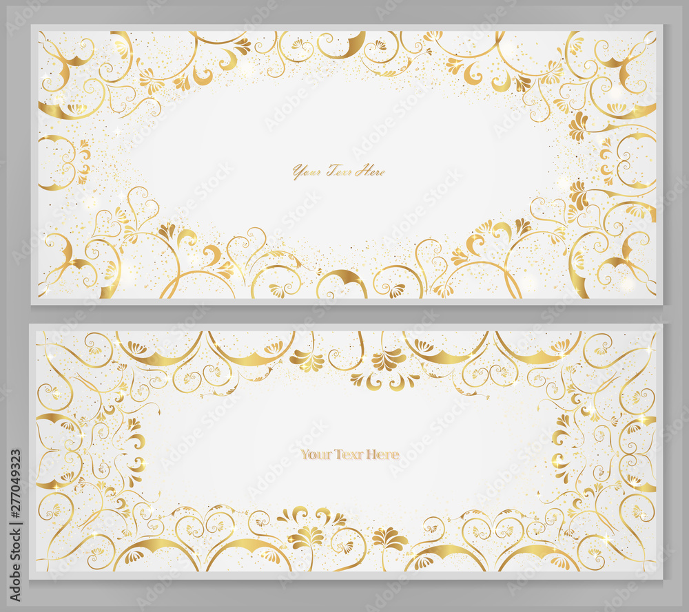 Vector greeting card with gold ornaments and place for text.