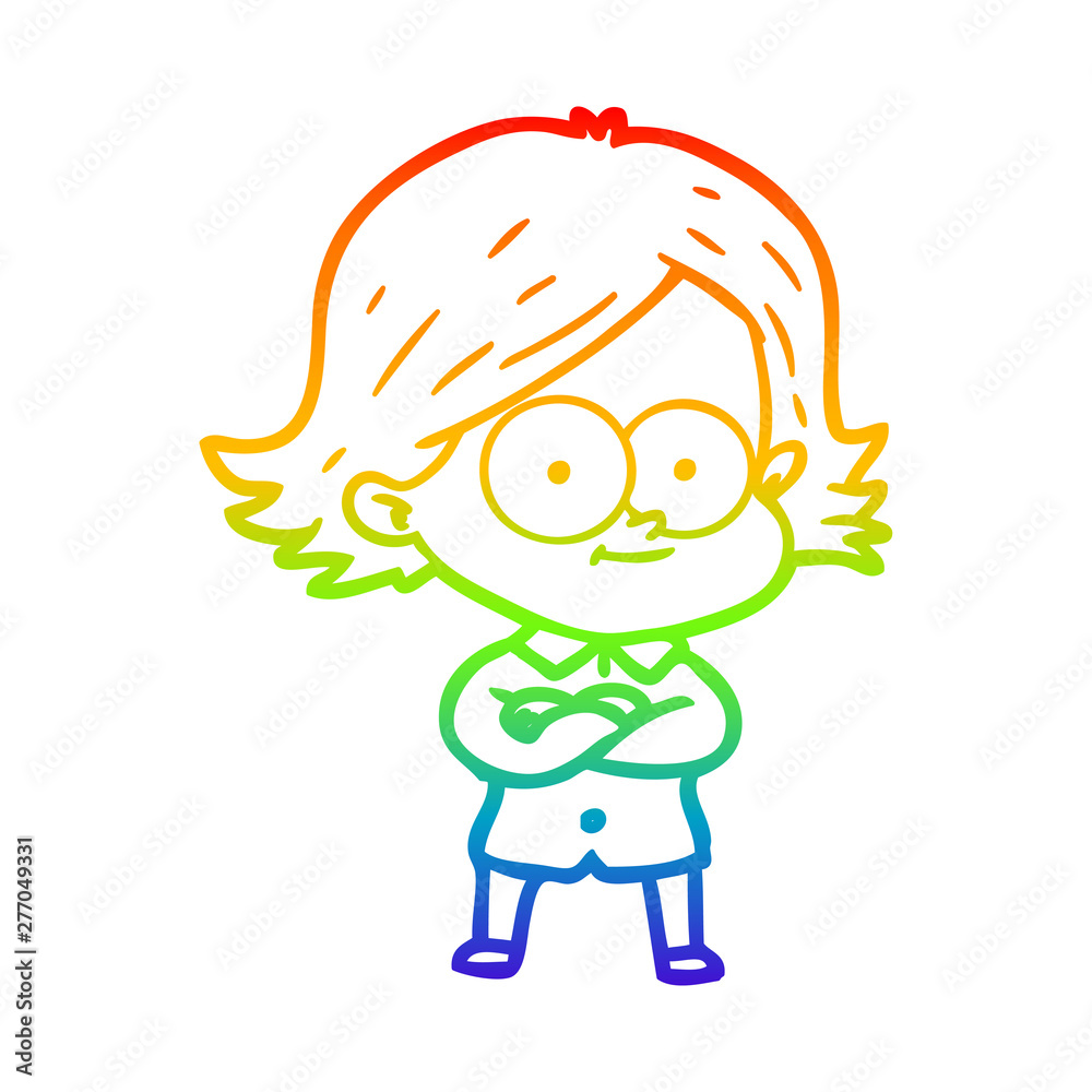 rainbow gradient line drawing happy cartoon girl rainbow gradient line drawing happy cartoon girl