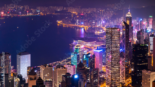 Canvas Print Hong Kong cityscape night light 6