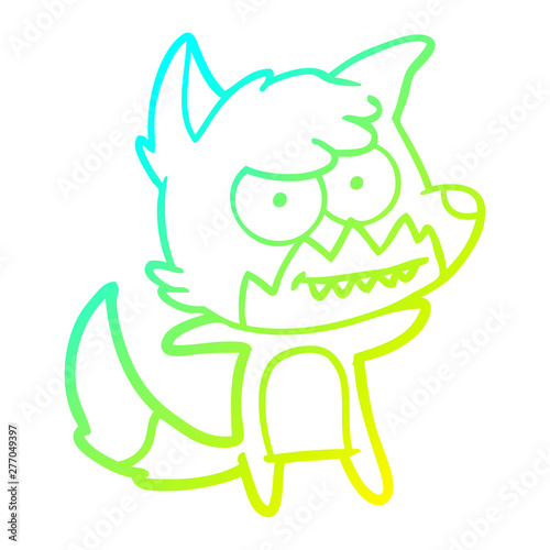 cold gradient line drawing cartoon grinning fox