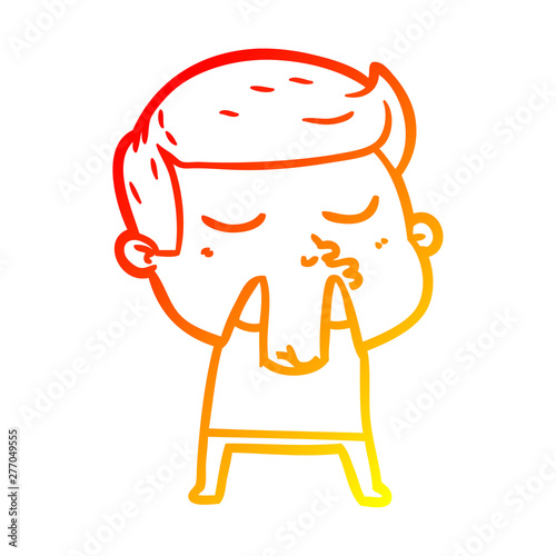 warm gradient line drawing cartoon model guy pouting