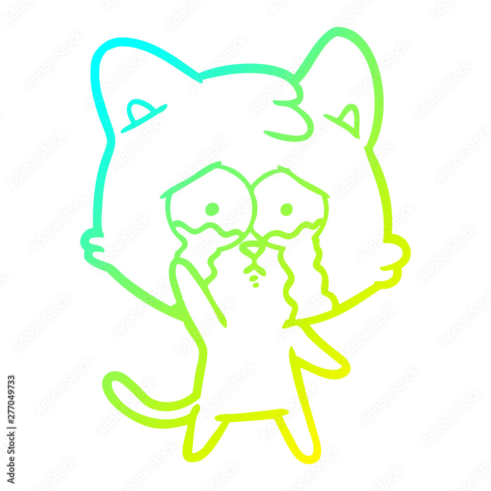 cold gradient line drawing cartoon crying cat cold gradient line drawing cartoon crying cat