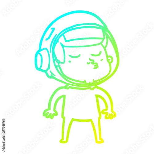 cold gradient line drawing cartoon confident astronaut