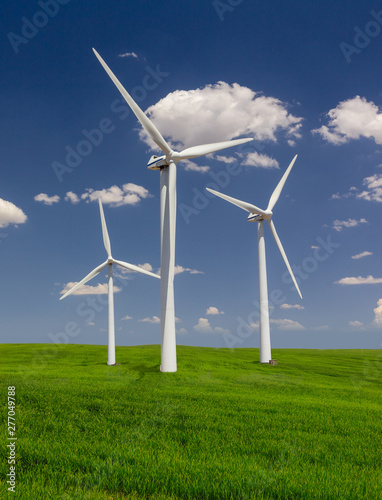 Group of wind generators in the steppes of Kazakhstan