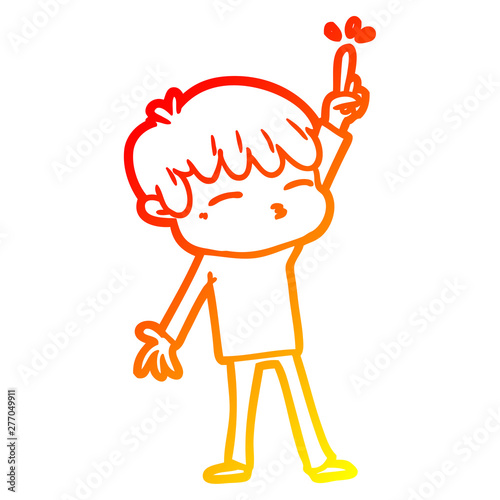 warm gradient line drawing cartoon curious boy