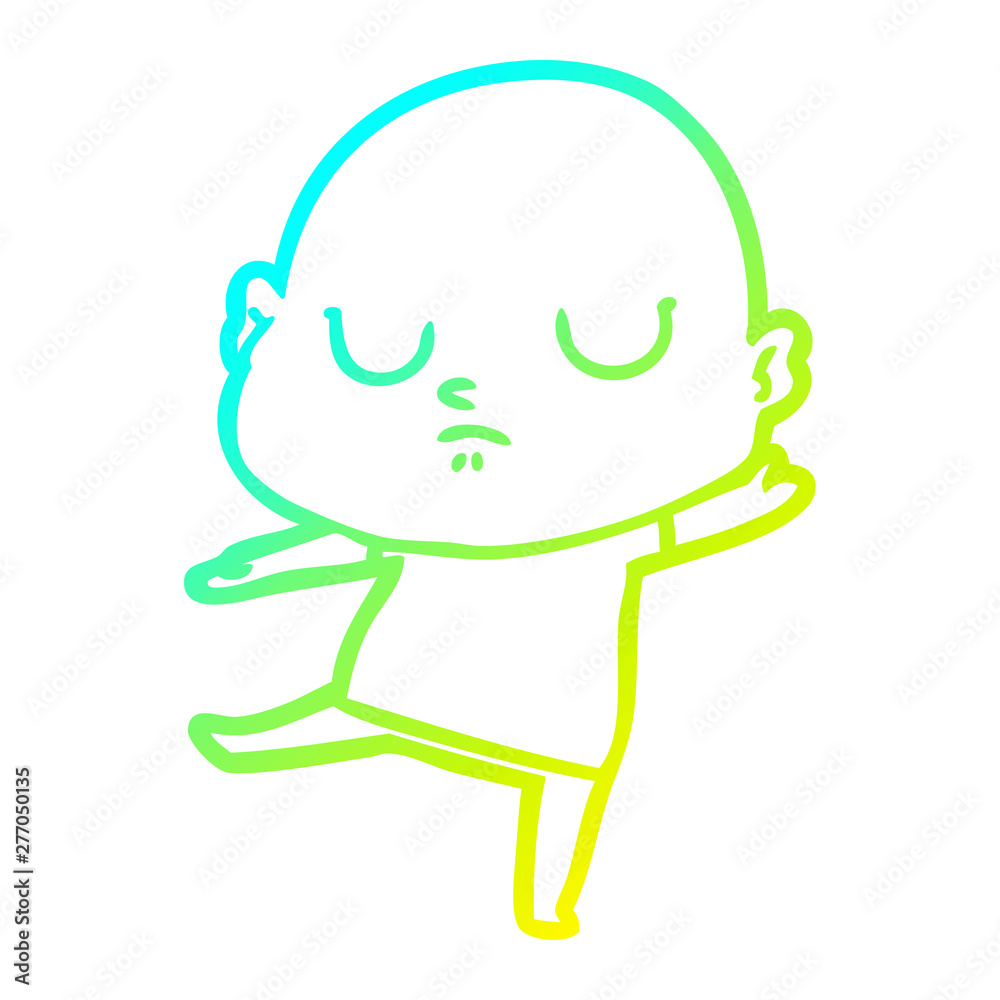cold gradient line drawing cartoon bald man cold gradient line drawing cartoon bald man