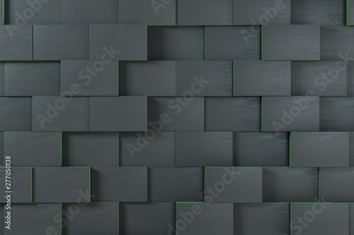 Dark undulating cubes, technological graphic background, 3d rendering.