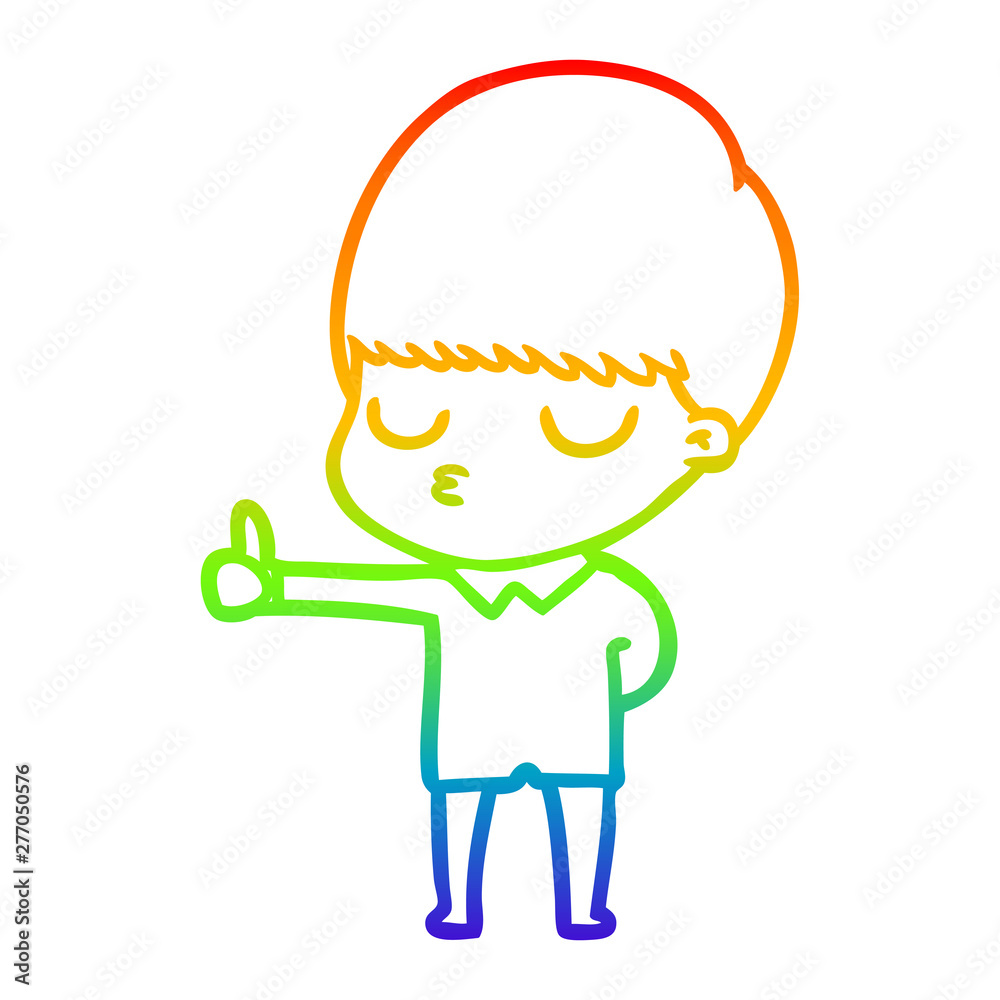 rainbow gradient line drawing cartoon calm boy