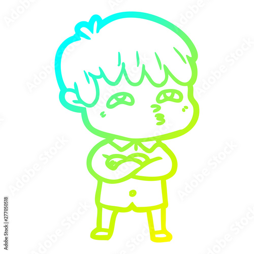 cold gradient line drawing cartoon curious man