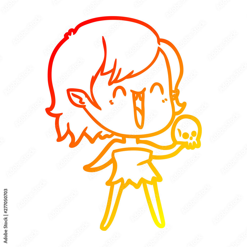 warm gradient line drawing cute cartoon happy vampire girl warm gradient line drawing cute cartoon happy vampire girl