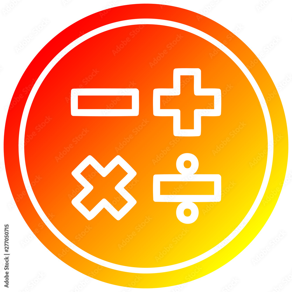 Fototapeta premium math symbols circular in hot gradient spectrum