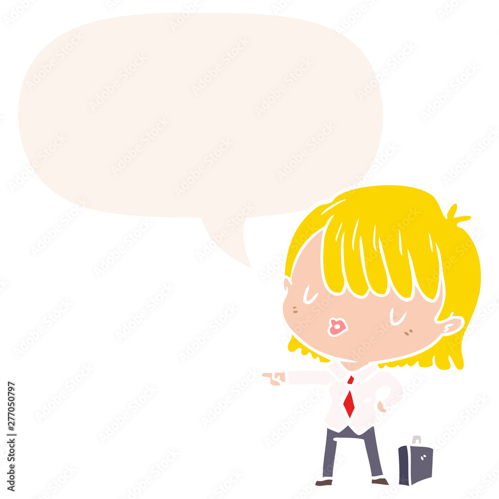 cartoon efficient businesswoman giving orders and speech bubble in retro style cartoon efficient businesswoman giving orders and speech bubble in retro style
