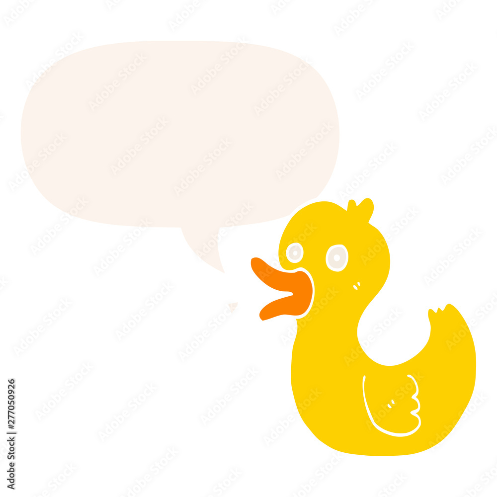 cartoon quacking duck and speech bubble in retro style cartoon quacking duck and speech bubble in retro style
