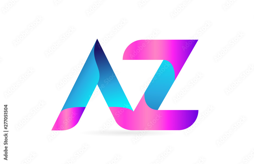 pink blue alphabet letter AZ A Z combination logo icon design pink blue alphabet letter AZ A Z combination logo icon design