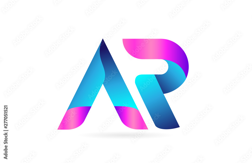pink blue alphabet letter AR A R combination logo icon design pink blue alphabet letter AR A R combination logo icon design