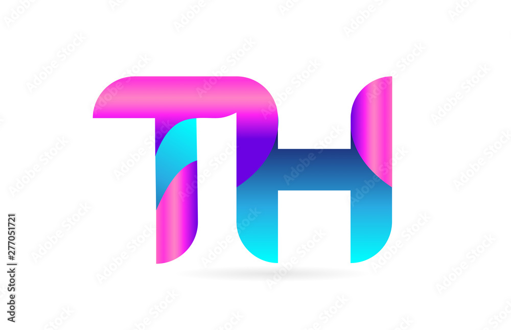 pink blue alphabet letter TH T H combination logo icon design pink blue alphabet letter TH T H combination logo icon design