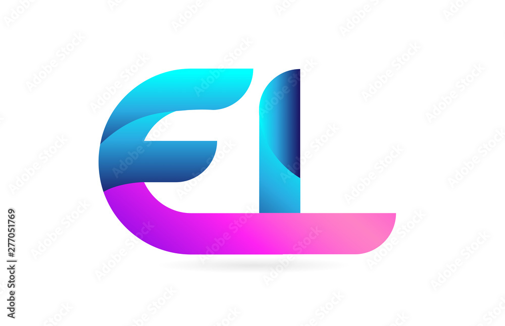 pink blue alphabet letter EL E L combination logo icon design pink blue alphabet letter EL E L combination logo icon design