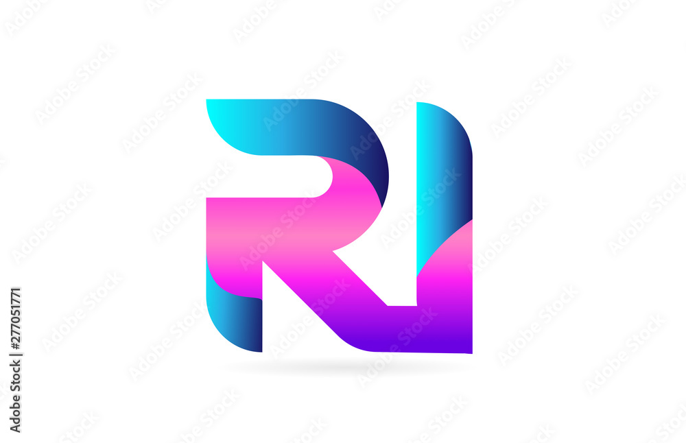 pink blue alphabet letter RI R I combination logo icon design pink blue alphabet letter RI R I combination logo icon design