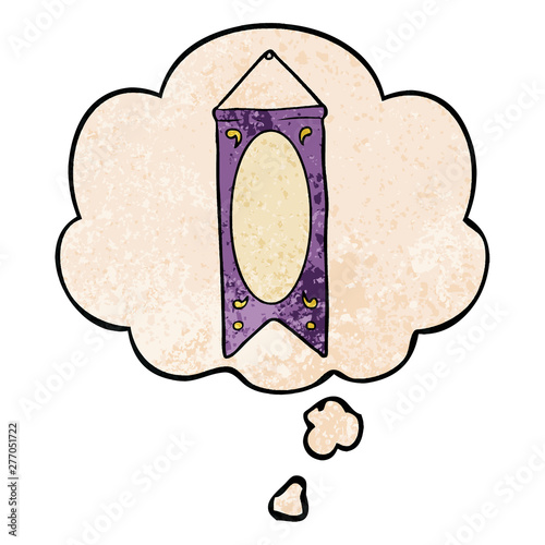 cartoon regal banner and thought bubble in grunge texture pattern style