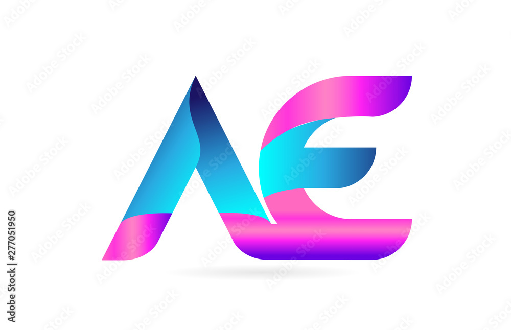 pink blue alphabet letter AE A E combination logo icon design pink blue alphabet letter AE A E combination logo icon design
