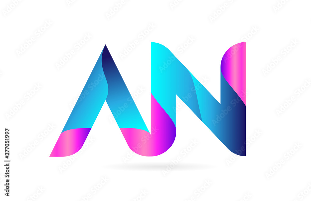pink blue alphabet letter AN A N combination logo icon design pink blue alphabet letter AN A N combination logo icon design