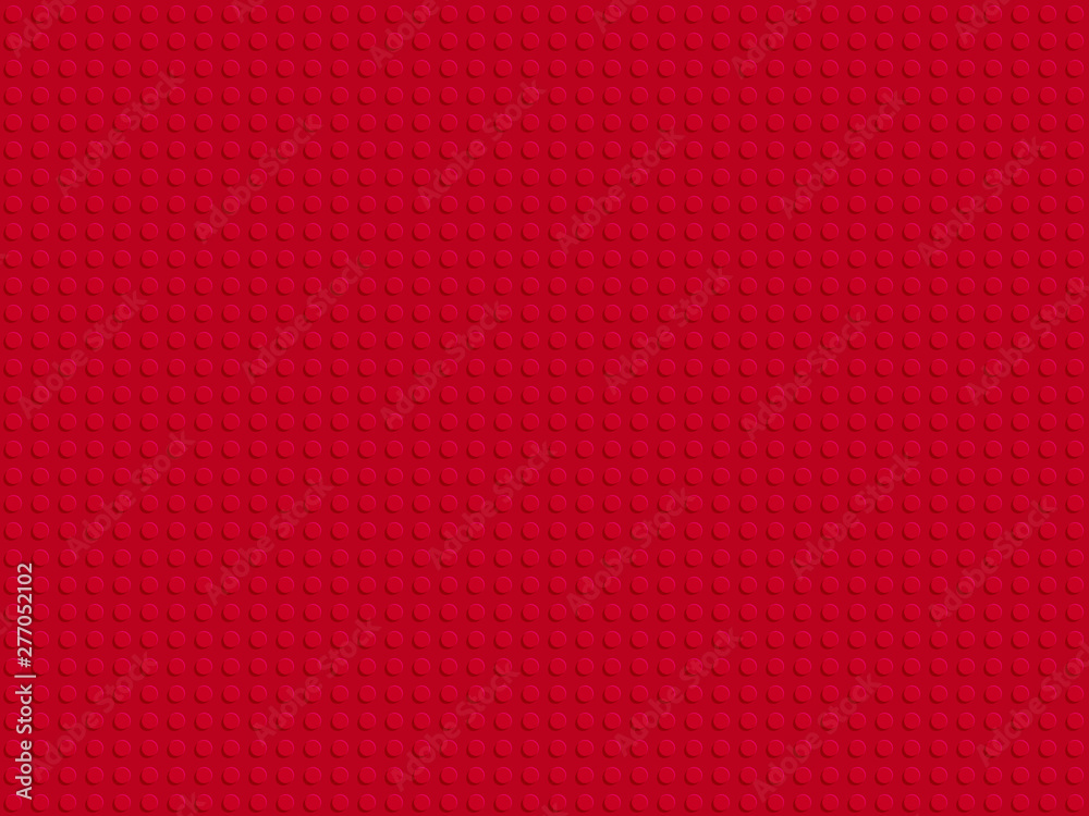 Red plastic constructor blocks plate seamless pattern flat design - obrazy, fototapety, plakaty 