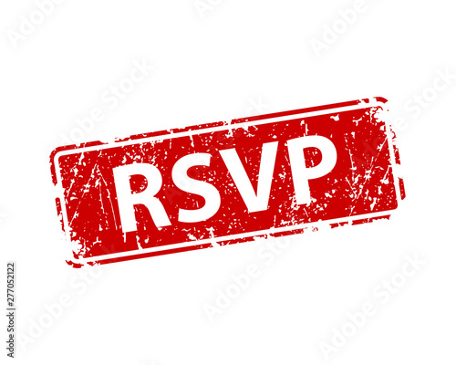 Please respond stamp vector texture. RSVP rubber cliche imprint. Web or print design element for sign, sticker, label.