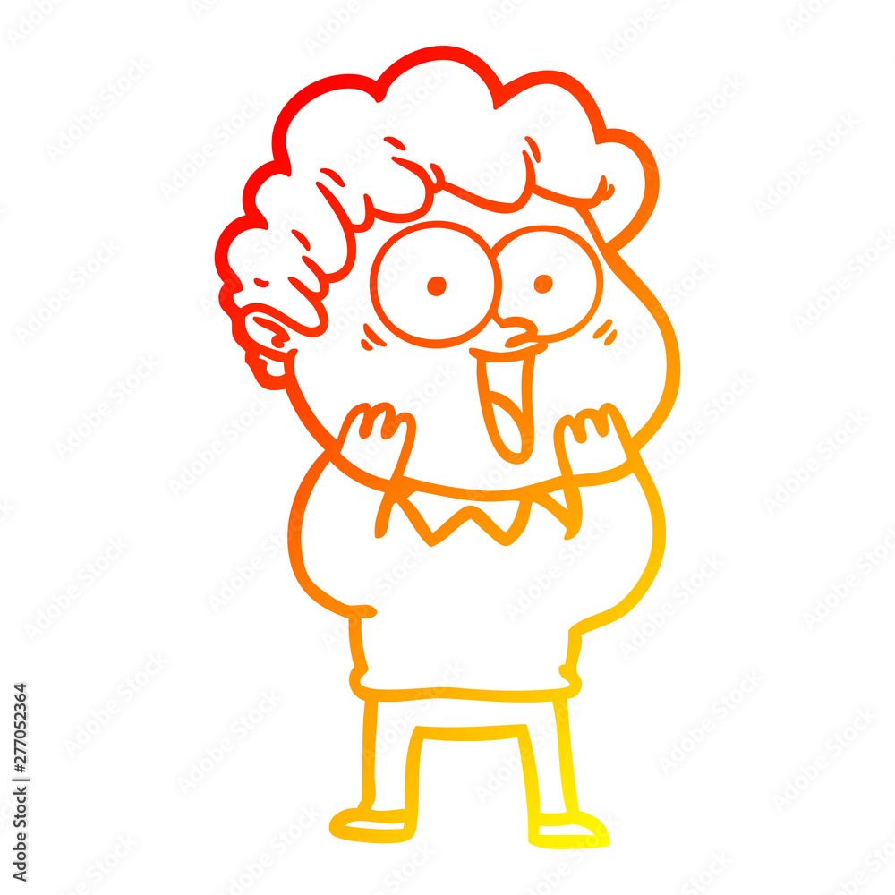 Fototapeta premium warm gradient line drawing cartoon happy man
