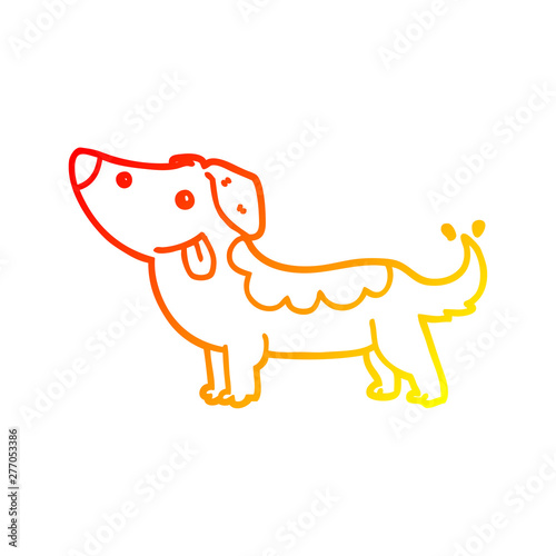 warm gradient line drawing cartoon dog