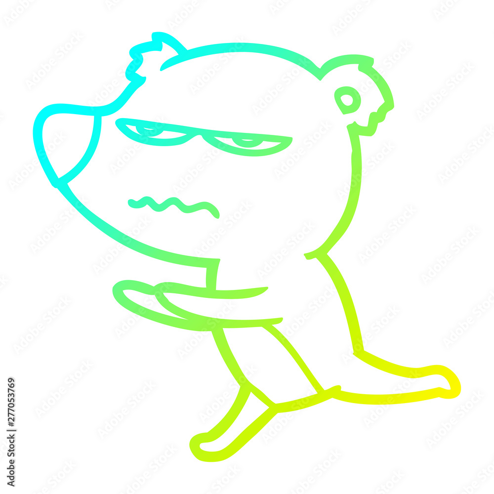 cold gradient line drawing angry bear cartoon running cold gradient line drawing angry bear cartoon running