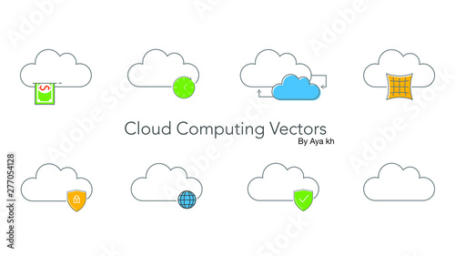 cloud computing icons set