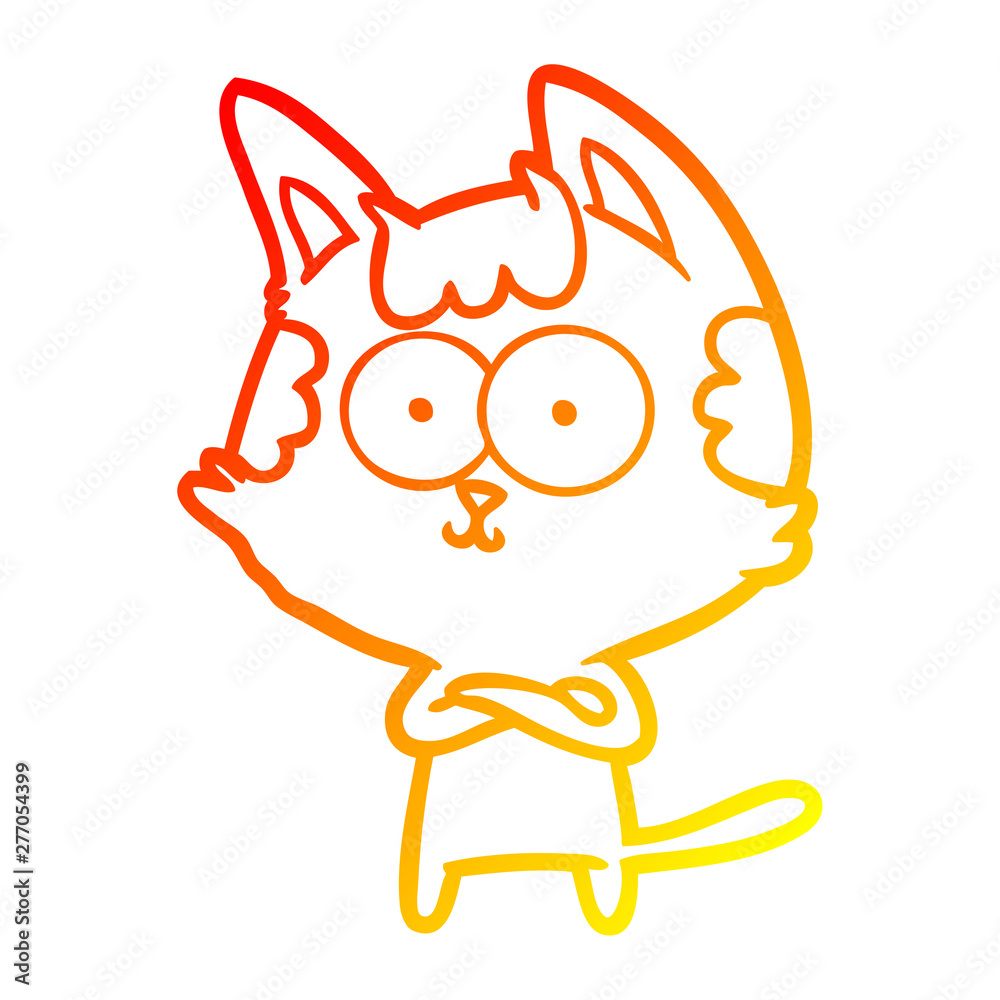 warm gradient line drawing happy cartoon cat warm gradient line drawing happy cartoon cat