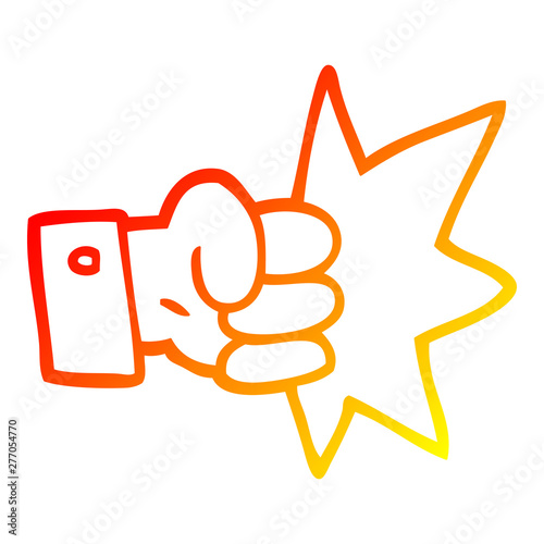 warm gradient line drawing cartoon punching fist