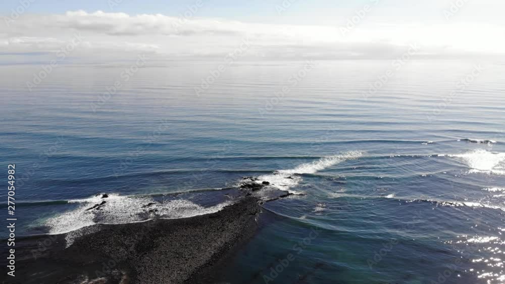 Iceland drone footage on the Ytri Tunga seal beach near the ocean in beautiful sunny spring weather