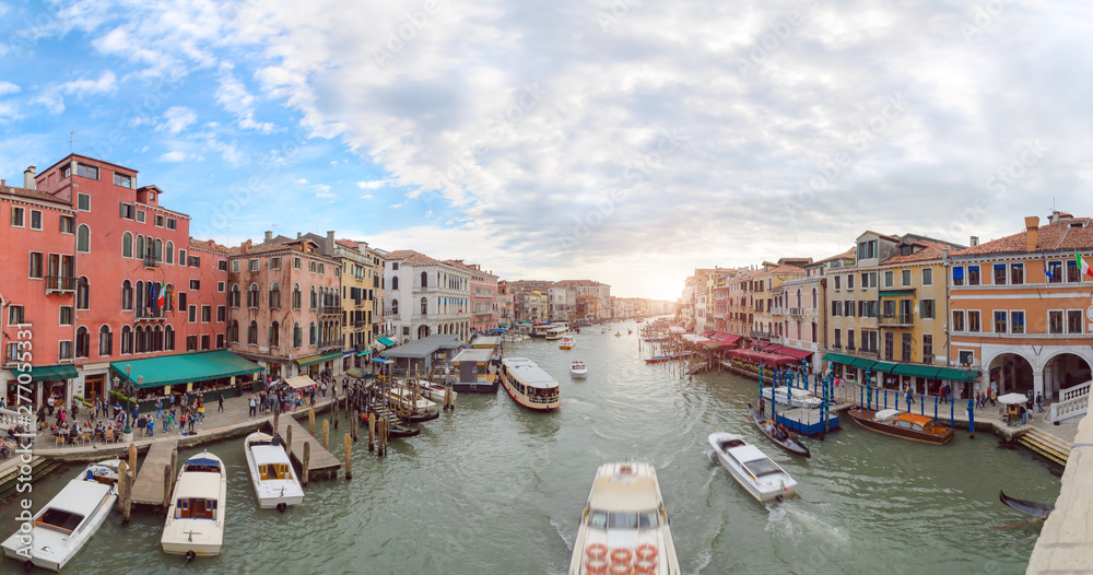 view from Rialto bridge on Grand canal in Venice