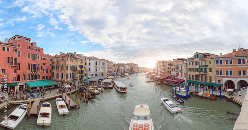 view from Rialto bridge on Grand canal in Venice