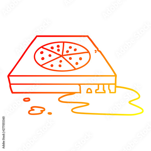 warm gradient line drawing cartoon greasy pizza