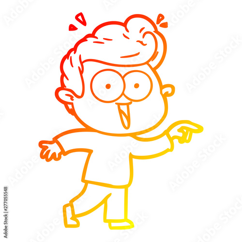 warm gradient line drawing cartoon excited man