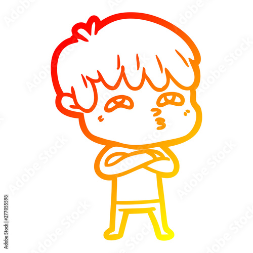 warm gradient line drawing cartoon curious man
