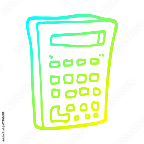 cold gradient line drawing cartoon calculator