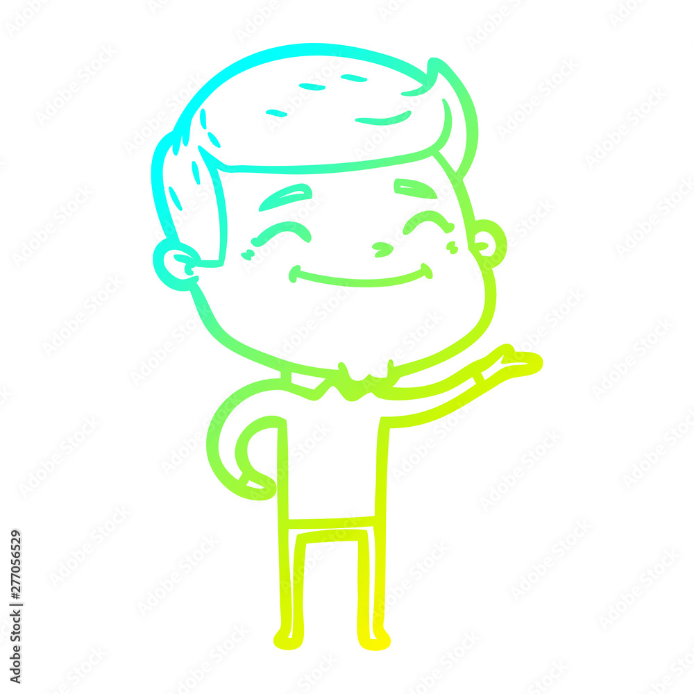 cold gradient line drawing happy cartoon man cold gradient line drawing happy cartoon man