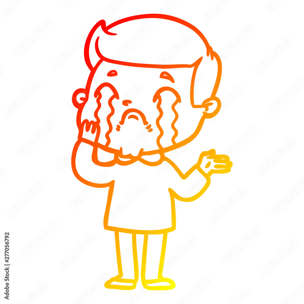 warm gradient line drawing cartoon man crying warm gradient line drawing cartoon man crying