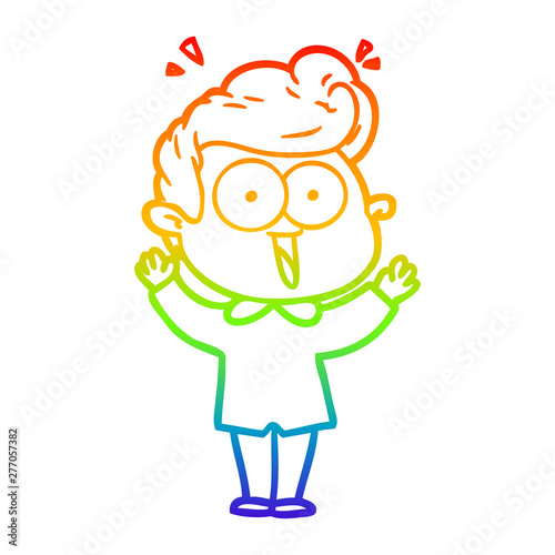 rainbow gradient line drawing cartoon excited man