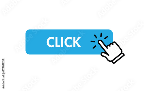 Click here button with hand clicking icon
