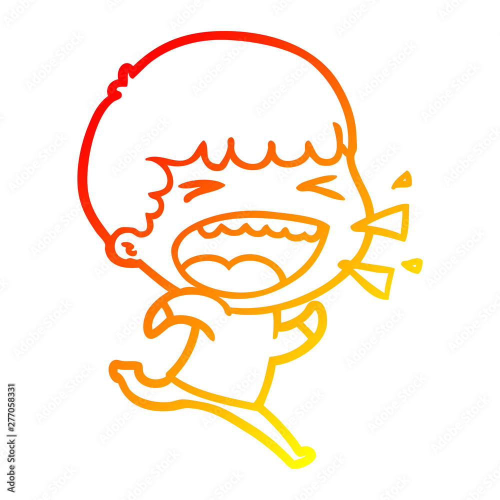 warm gradient line drawing cartoon laughing man