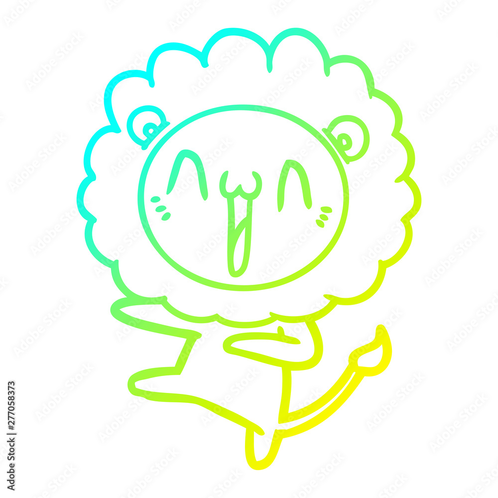 cold gradient line drawing happy cartoon lion cold gradient line drawing happy cartoon lion