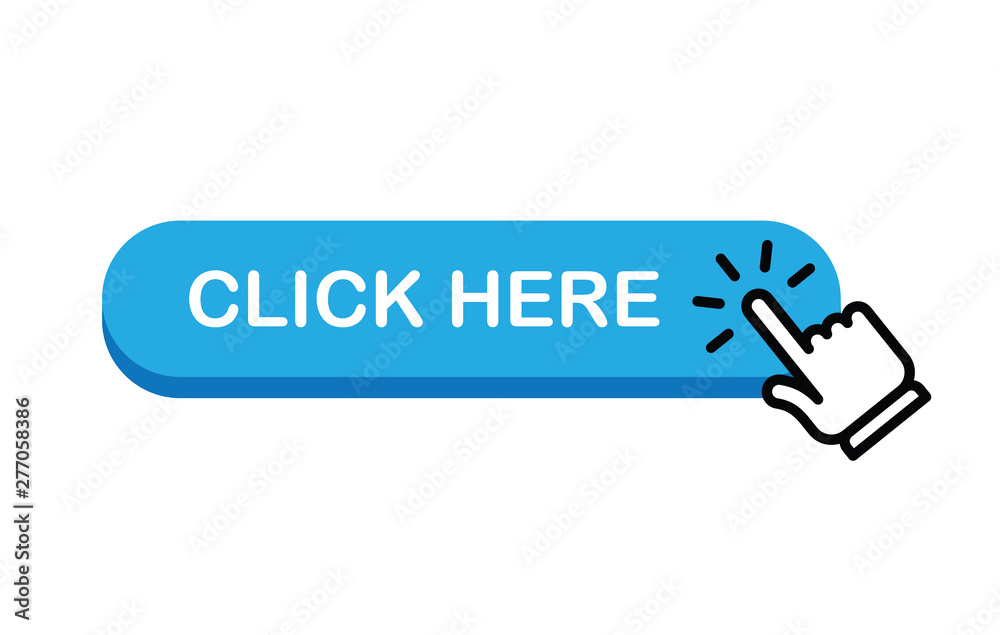 Click here button with hand clicking icon Click here button with hand clicking icon